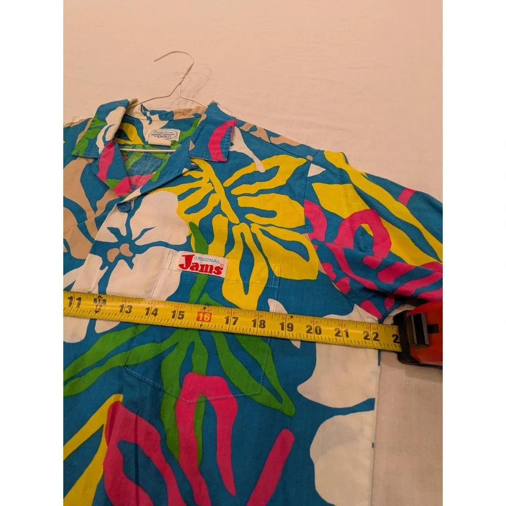 VINTAGE Surf Line Hawaii Shirt Men M Blue Aloha Hawaiian Original Jams World 80s - Picture 12 of 13